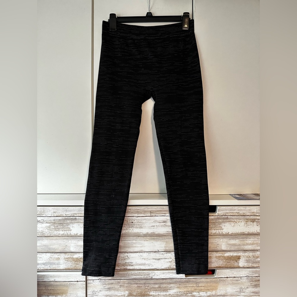 🖤 Nautica Black White Space-Dye Leggings M/L Stretch Pull-On Pants